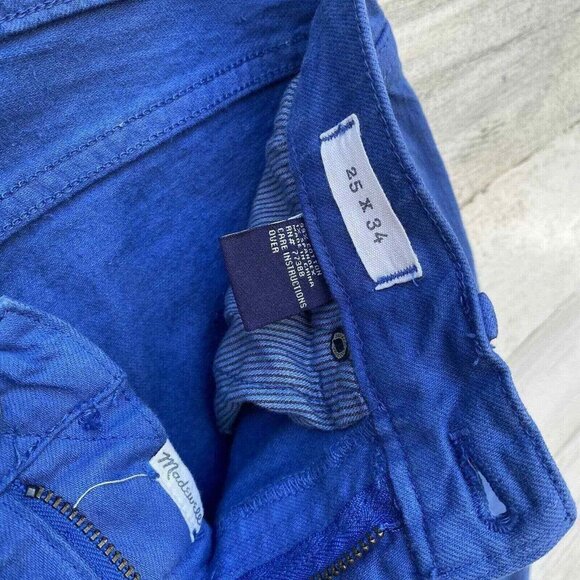 Madewell Skinny Skinny Jeans Womens 25 x 34 Blue Dip Dye Color Fade‎ Ankle Slit - Picture 8 of 11